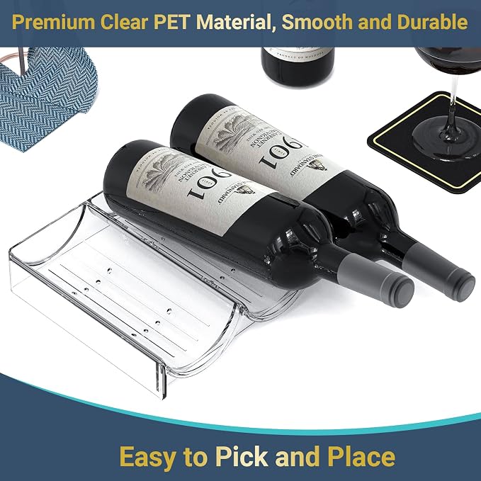 Plastic Water Bottle Organizer and Wine Rack Storage Holder,4 Tier 12 | Containers Stackable Free-Standing Bottle Storage Rack for Kitchen Countertops, Table Top, Pantry, Cabinets, Fridge - Clear