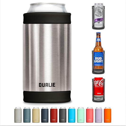 DUALIE 3 in 1 Insulated Can Cooler - 15+ Colors - Universal Size for 12 oz Cans, Slim Cans, and Bottles
