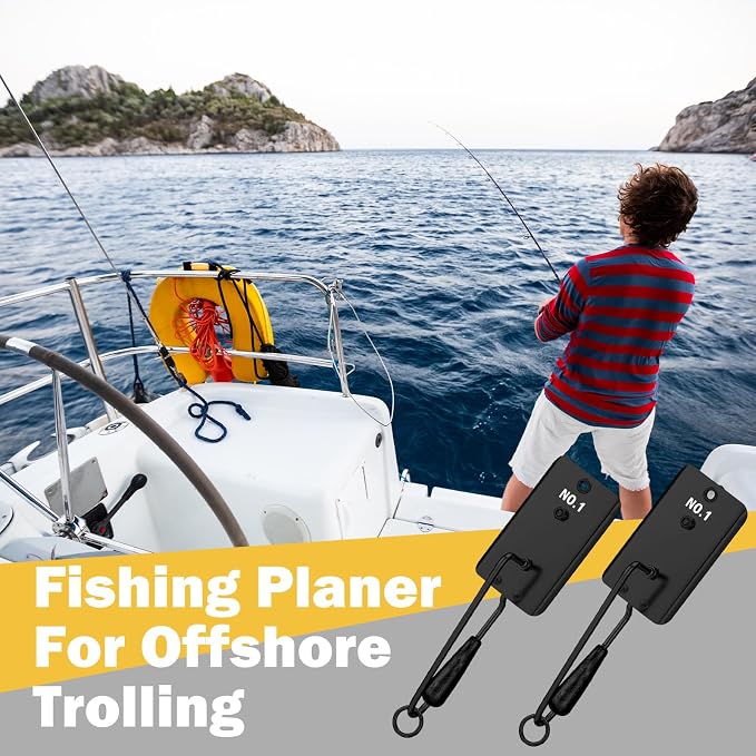 Leinuosen 2 Pcs Fishing Planer with Stainless Steel Heavy-Duty Trolling Planer Boards for Fishing Downrigger Freshwater Saltwater Wahoo Tuna Outdoor