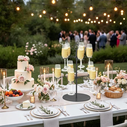 Cocktail Tree Stand for Parties Brunch,2 Tiers 10 Holders Drink tower Wine Glass Holder Stand,Champagne Tower Martinis Tree,Wine Glasses Display Margarita tower Drink stand for Mimosa Bar Party Bridal