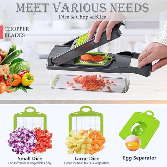 Pro-Series 20-in-1 Mandoline Slicer & Spiralizer, Veggie Chopper with Container, Home Essential Kitchen Gadget