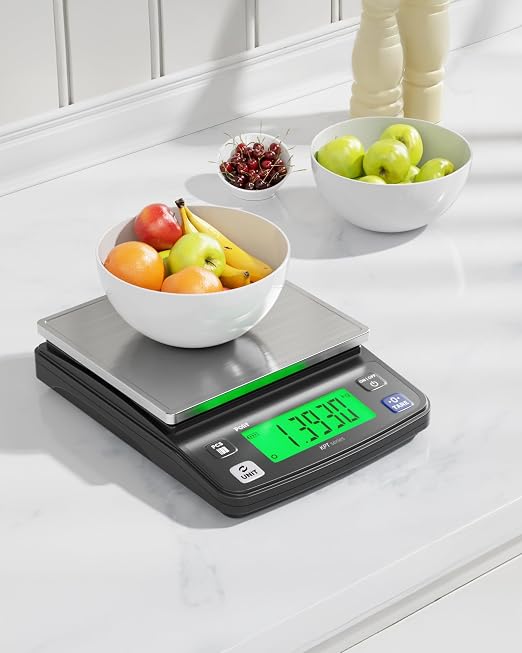 Polit KPT-EVO Digital Food Scale, 0.5g Rechargeable Kitchen Scale, 13lb/6kg | Stainless Steel Tray, Backlit LCD, Anti-Slip Feet, Fast Stable Readings, Baking, Coffee Brewing & Diet Tracking