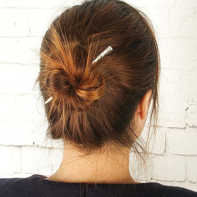 4pcs Metal Hair Chopsticks, Gold and Silver Bun Hair Sticks | Alloy Hair Pick, 4.9inch, Hair Charms for Girl Women