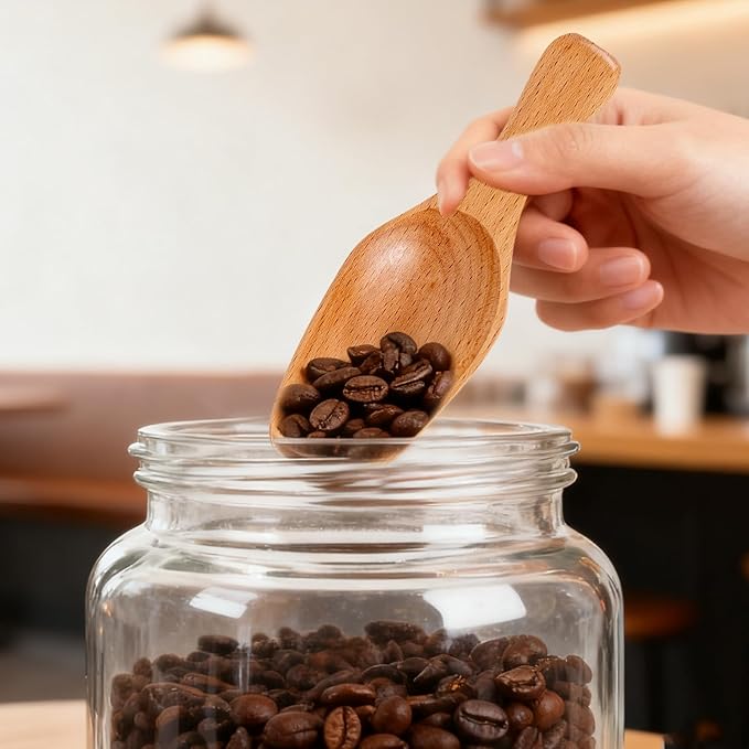 Coffee Scoop for Ground Coffee, Wooden Scoops for Jars, Scoops for Canisters, Tea, Sugar, Flour, Bath Salts, Laundry Detergent