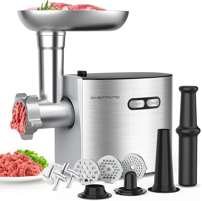 Meat Grinder, 2800W Max Meat Grinder Electric, ETL Approved Heavy Duty Meat Mincer Machine with 2 Blades, 3 Plates, Sausage Stuffer Tubes & Kubbe Kit for Home Kitchen Use