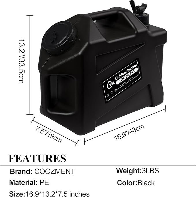 COOZMENT 3.2 Gallon/5 Gallon Water Containers with Spigot, BPA Free Water Jug, Military Green Water Tank, Multifunction Water Storage Containers for Camping Outdoor Hiking,Emergency Storage