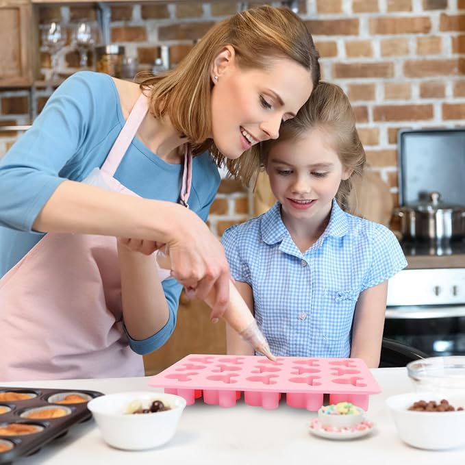 Cute Cartoon Silicone Ice Cube Molds, Reusable 15 Cavity Non-Stick Mouse Head Candy Chocolate Mold Ice Cube Trays Easy Release BPA Free Ice Mold for Kids DIY