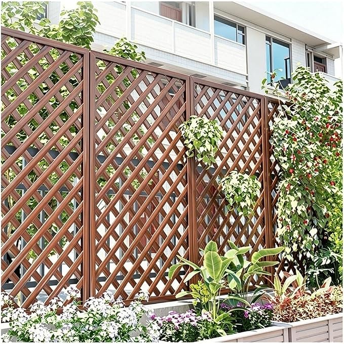 Zfmnoyev Outside Wooden Decorative Fences, Courtyard Edge Fence Board, Decorative Garden Trellis for Climbing Plants, Standing Decorative Privacy Fence Panels for Deck Patio Balcony(45x120cm)