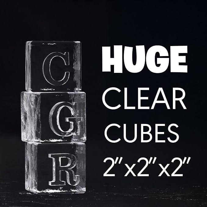 Letter G Monogram Clear Ice Cube Maker, 2" Big Ice Cubes Mold for Whisky and Cocktails, Large Initials Silicone Ice Cube Tray Personalized Gifts for DAD Gifts for Men (Letter G)