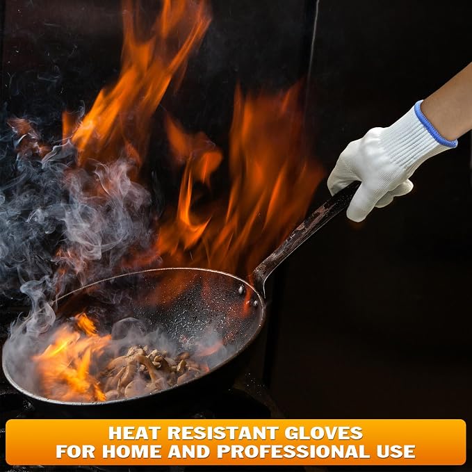 2 Pairs Oven Glove Set – 9.5" Aramid Fibre Cooking Gloves Heat Resistant, Non-Slip BBQ Hand Protector for Baking, Frying & Smoker – Reusable Grill Gloves Heat Proof for Men for Safe Cooking & Grilling