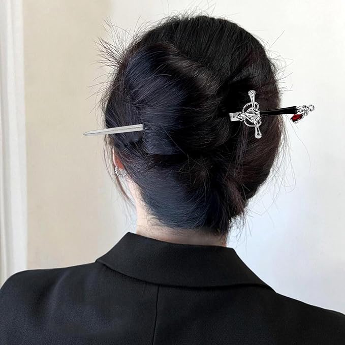 Qianyu 4 Pcs Ancient Style Sword Hair Chopsticks Chinese Style Hair Sticks for Bun Hair Long Hair Classic Vintage Ancient Sword Shape Hair Sticks Women Girl Decorative Accessories Gifts