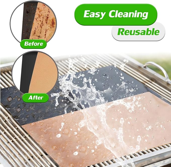 Grill Mats for Outdoor Grill, Set of 10 （5 Black+5 Copper）Grill Mat for Gas Grill, Non-Stick BBQ Sheets for Grilling, 15.75 X 13 Inch