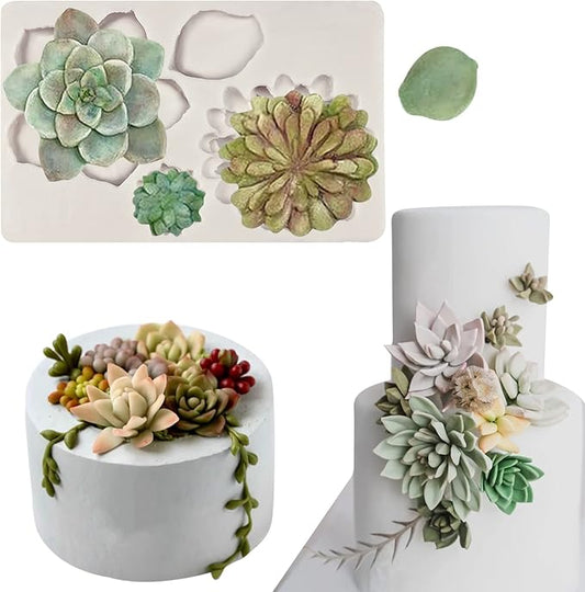Succulent Fondant Molds, Tropical Plant Cake Decorating Mold for Baking Candy Chocolate Mousse Biscuit Dough Flower Paste Massecuite Sugar Craft Clay Resin