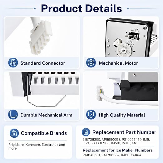 IM116000 Ice Maker Kit for Kenmore Fridge Replacement | Complete ice maker assembly fits Electrolux fridges, replaces 218736300, AP5950053, PS10057479, IM5, IK-9, IM501, IM115