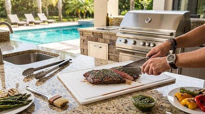 Farberware Cutting Board for Kitchen, Extra Large 15 x 20 Inch Plastic Cutting Board with Deep Juice Groove, Reversible, Dishwasher Safe, White