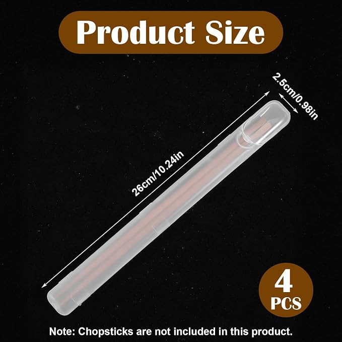 4Pcs Chopsticks Case, Plastic Chopstick Holder with Top Opening for Metal Stainless Wooden Chop Sticks, Reusable Chopsticks Utensils Storage Portable Carrying to Work or Travel Outgoing