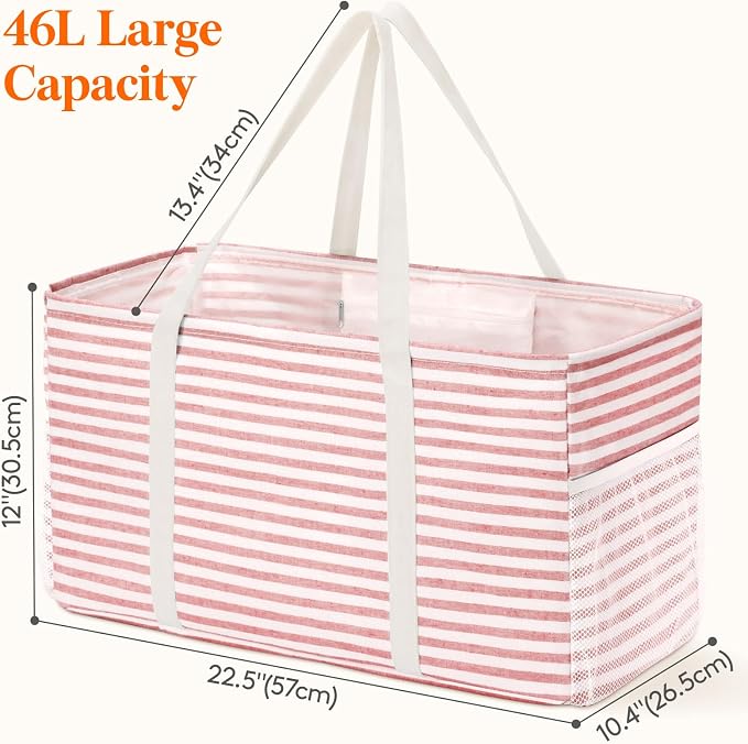 Lifewit Extra Large Tote Bag, Reusable Grocery Bags with Metal Wire Frame and Handles