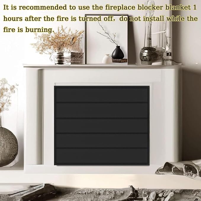 Magnetic Fireplace Blanket for Heat Loss Indoor Fireplaces Covers Keep Drafts Out Fireplace Draft Stopper with Built-in 12 Strong Magnet for Iron Fire Place Frame Fireplaces Screen 38x26