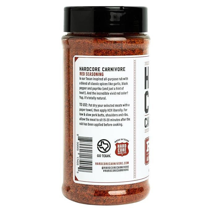 Hardcore Carnivore Red | All-Purpose Seasoning for Pork Chicken & Beef 11oz | Rich, Savory BBQ Flavor with Paprika, Garlic and Pepper. Great on Ribs and Burgers. MSG-Free & Gluten Free