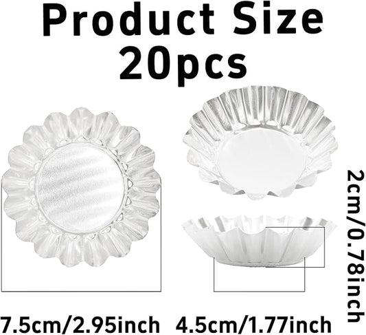 pson 20Pcs 2.95 Inch Egg Tart Molds, Non-Stick Aluminum Mini Tart Pans for Baking Tarts, Pies, Cupcakes, Muffins, Pudding, and Desserts
