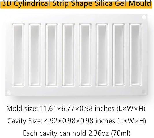 OCPO KITCHEN Cylindrical Silicone Mold for Baking Mousse Cake, 3D Silicone Baking Molds for Cakes, French Dessert, Pastry Chocolate, Silm Bar, Cake Decoration Mold, 3D Cylindrical Shape (8-Cavity)
