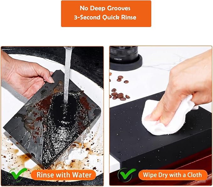 Minimalist Silicone Espresso Tamping Mat for Home Baristas | 5mm Thick Edge Drop Pad for Countertop Protection, Bottomless Portafilter Compatible Coffee Station Accessory, Easy Wash