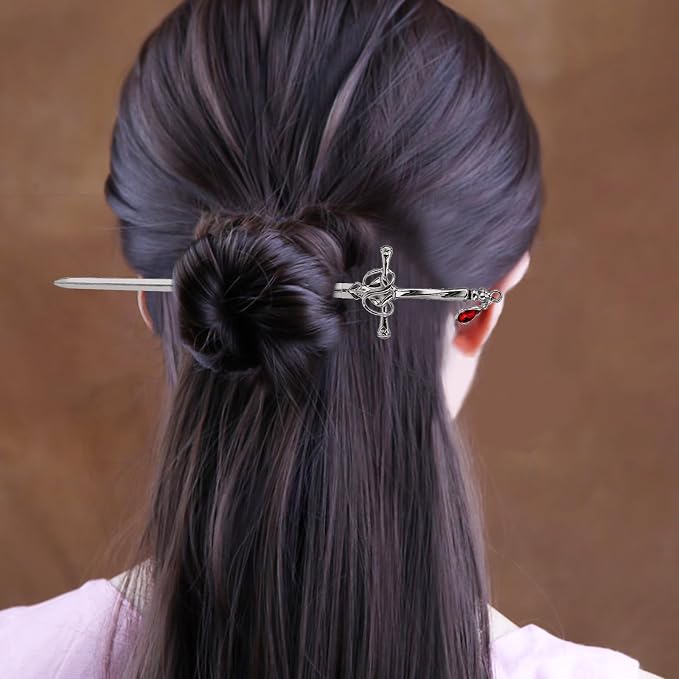 Qianyu 4 Pcs Ancient Style Sword Hair Chopsticks Chinese Style Hair Sticks for Bun Hair Long Hair Classic Vintage Ancient Sword Shape Hair Sticks Women Girl Decorative Accessories Gifts