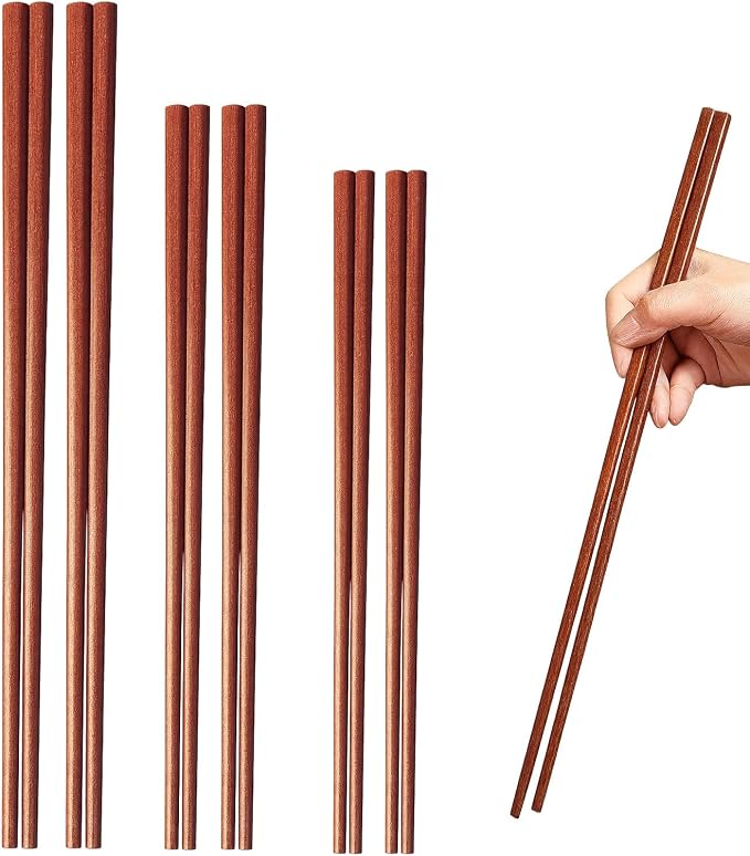 Cooking Chopsticks 3 Sizes Wooden Kitchen Cooking Chopsticks Tongs for Frying Mixing & Serving Ideal for Family, Restaurant & Gift (6 Pairs)