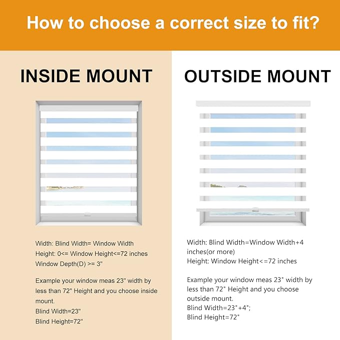 Persilux Cordless Zebra Blinds for Windows Free-Stop Roller Window Shades (39" W X 72" H, White) Dual Layer Light Control for Day and Night, Light Filtering Sheer Shades for Home, Easy to Install