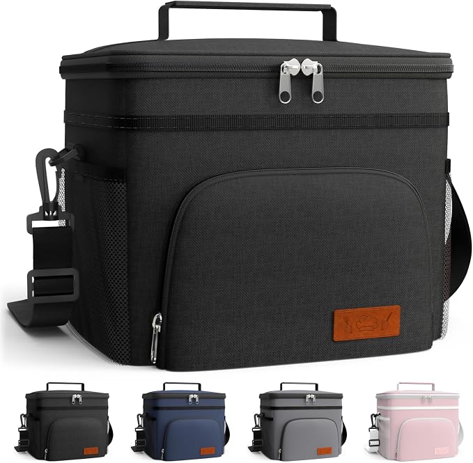 HOTOR Insulated Lunch Box Men Women Leak-Proof Cooler Lunch Bag 33L | 4 Pockets, Adjustable Strap, Ideal for Work, Picnic, Travel, Camping, Gift