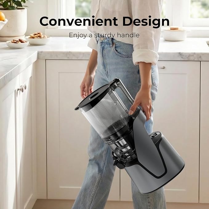 EanOruus Juicer Machines, 3-in-1 Cold Press Juicer, Premium Gray | Makes Juice, Nut Milk & Sorbet, 6.5" Extra Large Chute, 100oz Large Capacity, AC Motor