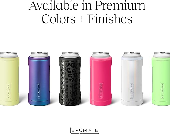 BrüMate Hopsulator Slim Can Cooler Insulated for 12oz Slim Cans | Skinny Can Insulated Stainless Steel Drink Holder for Hard Seltzer, Beer, Soda, and Energy Drinks (Guava)