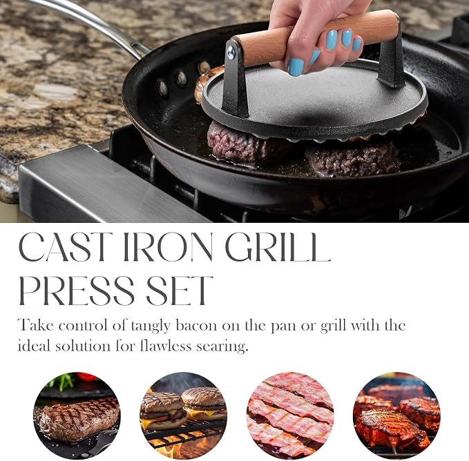 Bellemain Smash Burger Press, Grill Press, Bacon Press- Set of 2