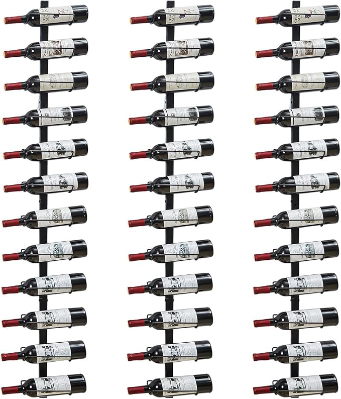 Sonyabecca 3 Pack 12 Bottle Wall Wine Rack, DIY Wine Rack Wall Mounted, Wall Mounted Wine Rack,Display Holder Used as One or Four, for Kitchen, Dining Room, Bar, Wine Cellar