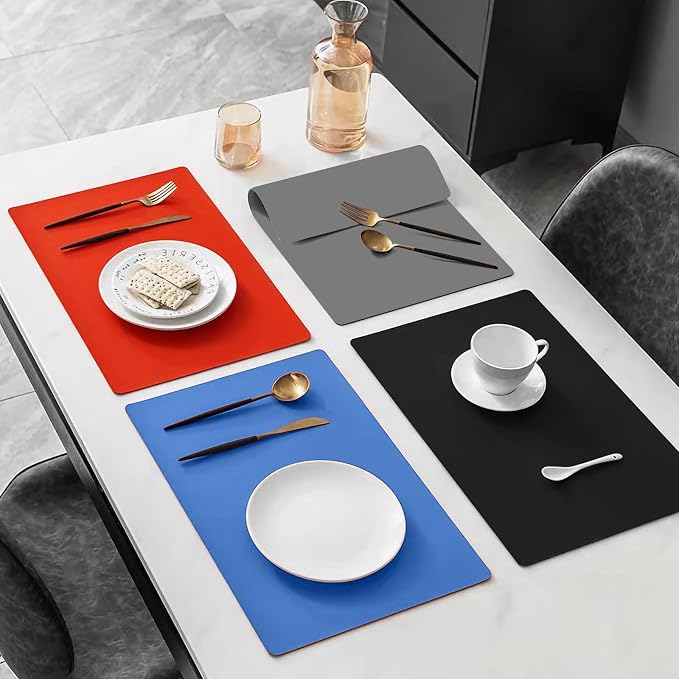 2 PCS Silicone Mats for Kitchen Counter, 23.6" by 15.7" Multipurpose Mat,Heat Resistant Nonskid Table Mat for Air Fryer to Site on, Countertop Protector Classic Blue