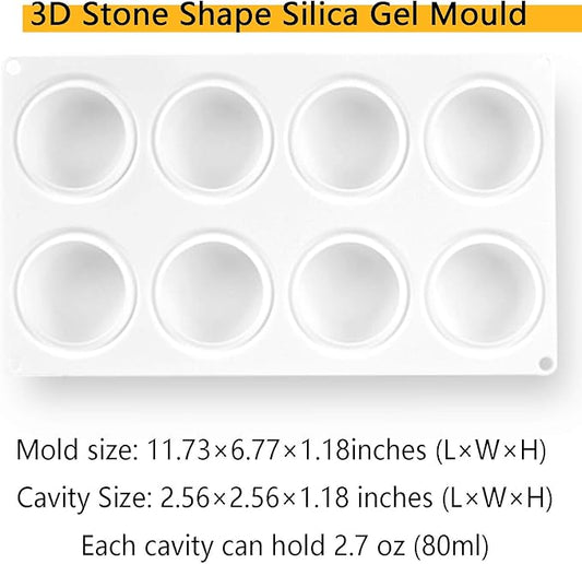 OCPO Kitchen 3D Stone Silicone Mold for Baking Mousse Cake French Dessert Pastry Chocolate Pudding Cupcake, Stone Shape (8-Cavity)