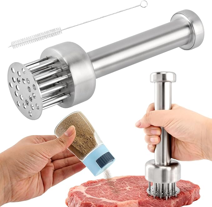 Meat Tenderizer Tool, 304 Stainless Steel Meat Mallet with 21 Ultra-Sharp Tenderizer Needles for Tenderizing Beef, Turkey, Chicken, Steak, Dishwasher Safe