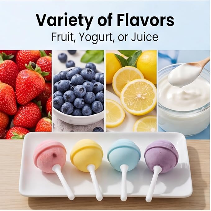 Silicone Lollipop Ice Cream Maker Molds, Reusable DIY Popsicle Maker for Summer Parties, Creative Ice Pop Mold for Juice Yogurt & Frozen Treats (8-pcs)