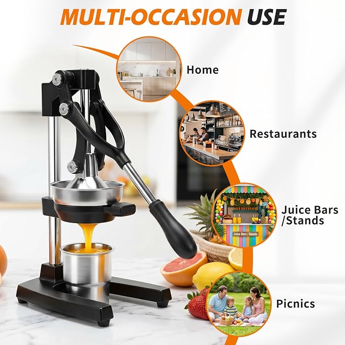 Manual Citrus Juicer Press, Lemon Squeezer with Complete Accessory Kit | Cast iron material, Heavy duty juicer, For Lemon, Lime & Citrus Fruits, Easy to Clean, High juice yield, Durable
