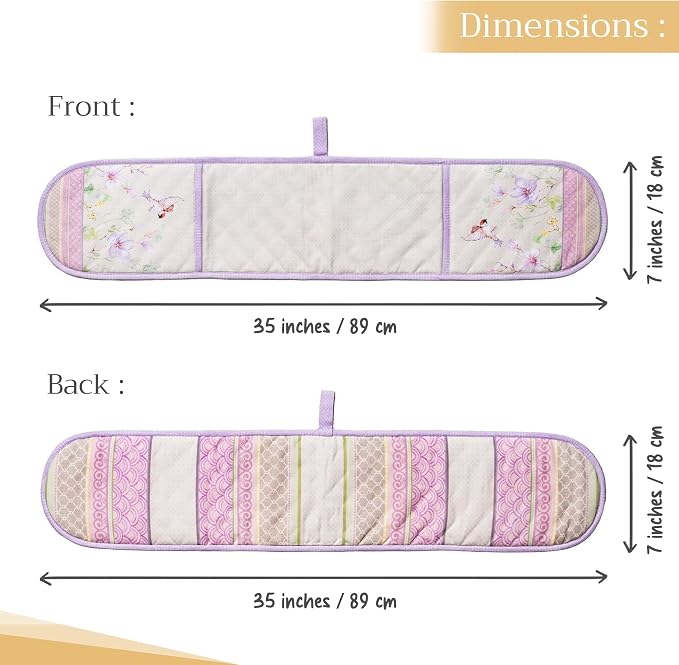 Maison d' Hermine Double Oven Mitts 100% Cotton Double Oven Glove (7"x35") | Heat Resistant BBQ Cooking Gloves with Loop Baking Grilling Kitchen Hotel Home Farmhouse Spring Summer - Magnolia Mornings