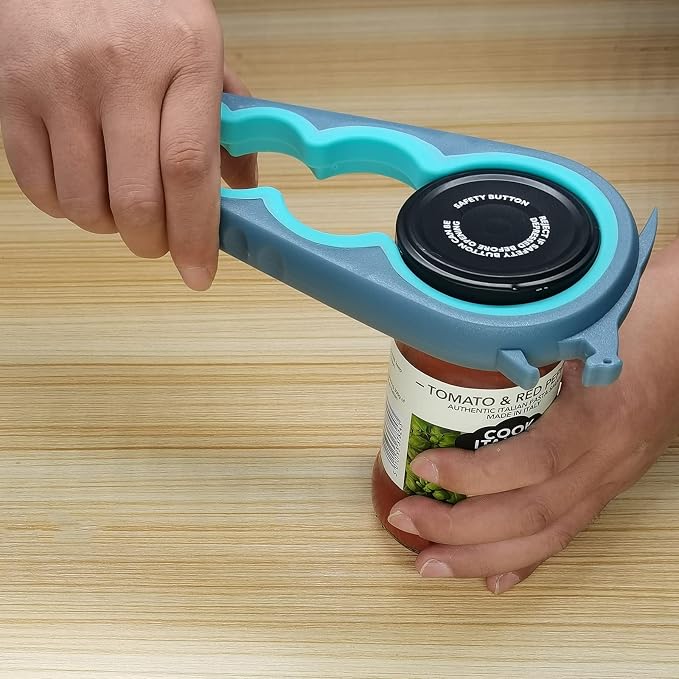 Otstar 6 in 1 Jar and Bottle Opener for Weak Hands, Seniors with Arthritis | Multi-use Lid Opener Set, Includes Non-slip Rubber Gripper Pad & Wine Opener, Comfortable Grip, Simple Twist-off Operation