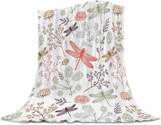 Dragonfly Blanket 40x50 Inches - Super Soft Flannel Dragonfly Throw Blankets for Kids - Dragon Fly Print Blankets Gifts for Boys & Girls - Cozy Fleece Plush Blanket for Bed, Sofa, Car