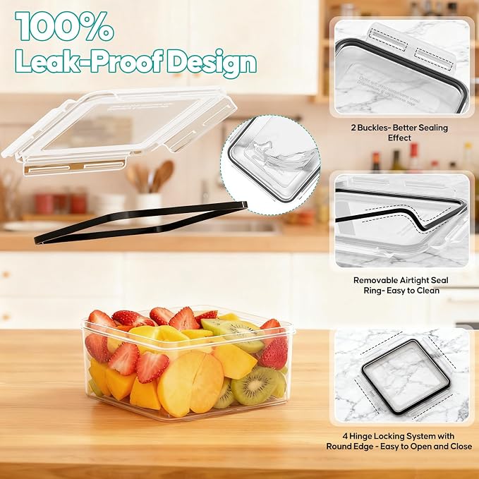 40 Pcs Food Storage Containers with Lids Airtight (20 Lids & 20 Containers)- Reusable Plastic Leakproof Meal-Prep Container for Kitchen Storage Organization Microwave/Dishwasher Safe with Labels & Pen
