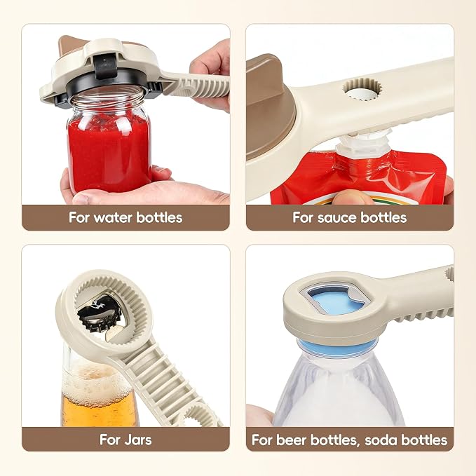 4-In-1Jar Opener,Jar Openers For Seniors,Adjustable Jar Opener Fits 1-3.5 Inch Bottle Caps,Perfect or Arthritis and WeakHands,Works Beer,Sauces,Canned Goods(Included Magnetic Hook) 2Pack