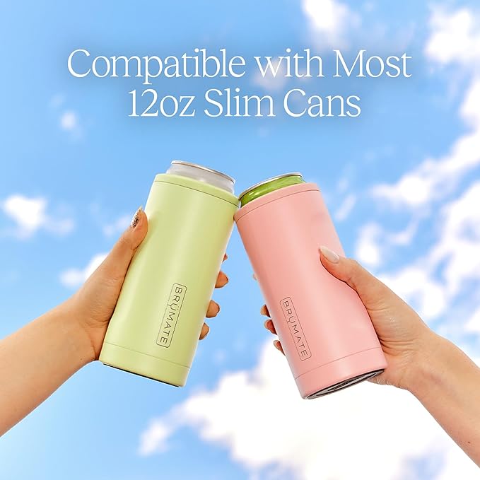 BrüMate Hopsulator Slim Can Cooler Insulated for 12oz Slim Cans | Skinny Can Insulated Stainless Steel Drink Holder for Hard Seltzer, Beer, Soda, and Energy Drinks (Glitter Mermaid)