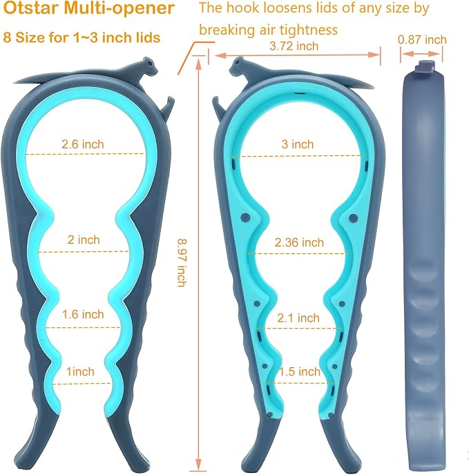 Jar Opener for Weak Hands, 5 in 1 Bottle Opener for Seniors with arthritis | Multifunction Lid Opener, Adjustable, Non-slip, Effortlessly Open Jars Bottles and Ring Pull Cans,Included Rubber Gripper Pad