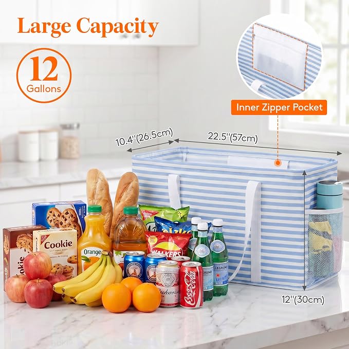 Lifewit Extra Large Tote Bag, Reusable Grocery Bags with Metal Wire Frame and Handles