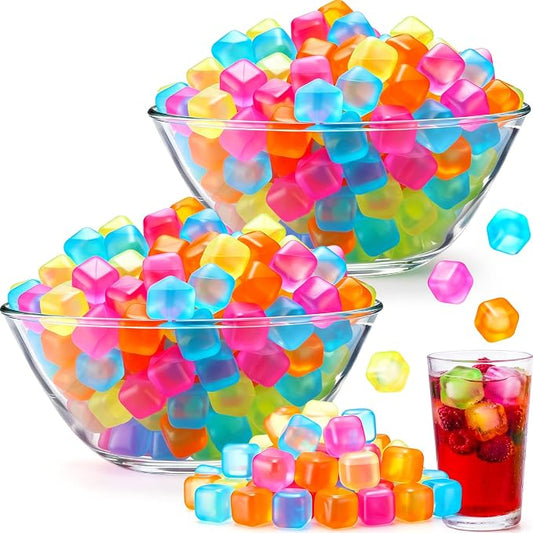 320 Pcs 10lb Reusable Ice Cubes for Drinks Plastic Ice Cube Refreezable Without Diluting Frozen to Keep Drink Cool Longer for Coffee Cocktails Whiskey Wine Bar Party Camping (Square,Colorful)