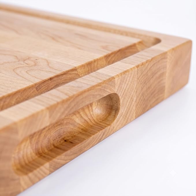 20" Classic Cherry Reversible Cutting Board with Juice Groove | 20-Inch Reversible Cherry Cutting Board with Deep Juice Groove and Side Handles for Chopping, Carving, and Serving
