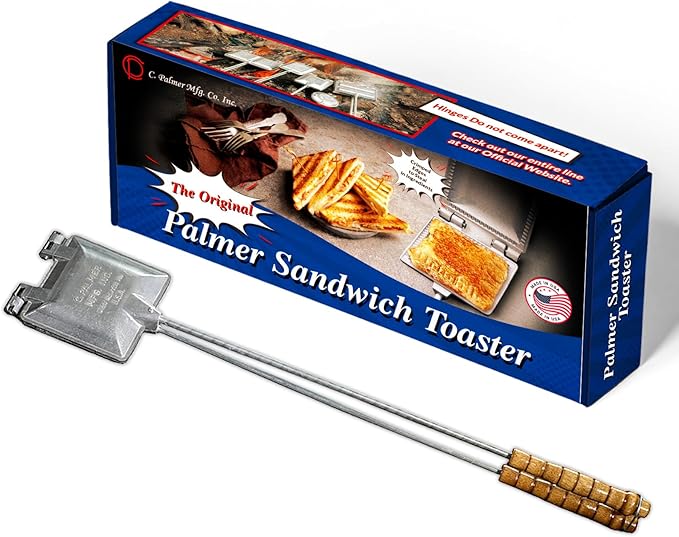 Palmer C Pie Iron for Camping, Cast Iron Sandwich Maker with Long Handle, Make Tasty Toasted Sandwiches, Mountain Pie Maker Cast Iron, Campfire Pie Irons for Camping, Premium Campfire Sandwich Maker